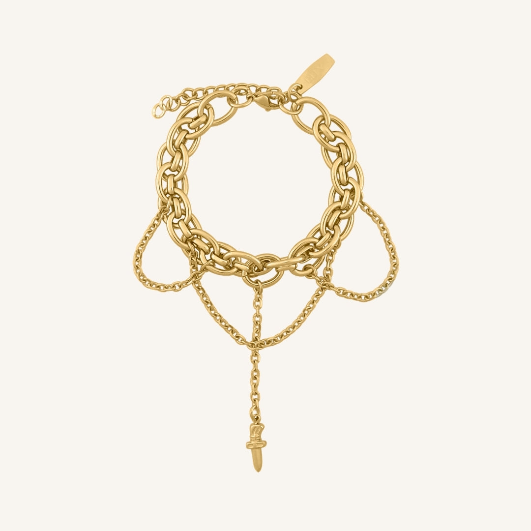 Bathin Chain Drop Sword Bracelet (Gold)