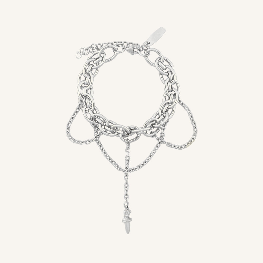 Bathin Chain Drop Sword Bracelet (Silver)
