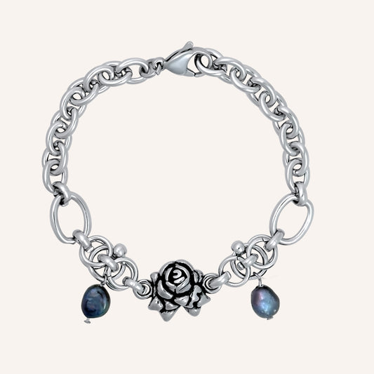 Belle Rose Purple Pearl Hybrid Chain Bracelet
