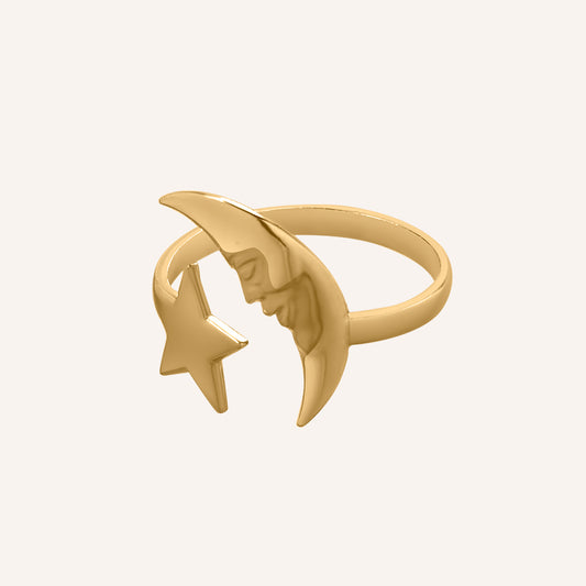 Bianca Moon and Star Ring - Gold