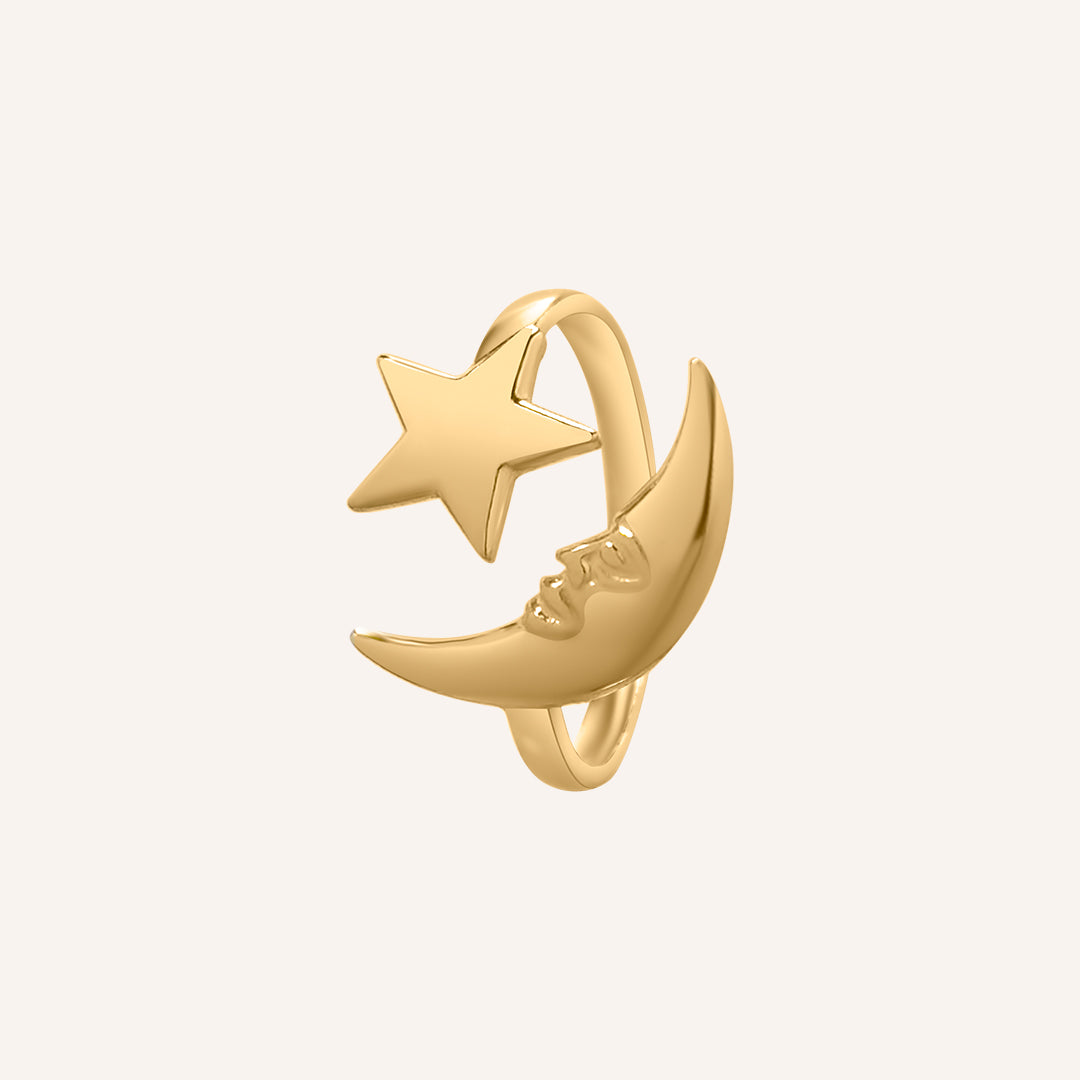 Bianca Moon and Star Ring - Gold