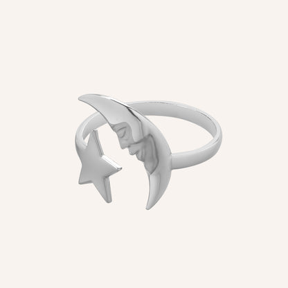 Bianca Moon and Star Ring - Silver