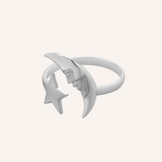 Bianca Moon and Star Ring - Silver