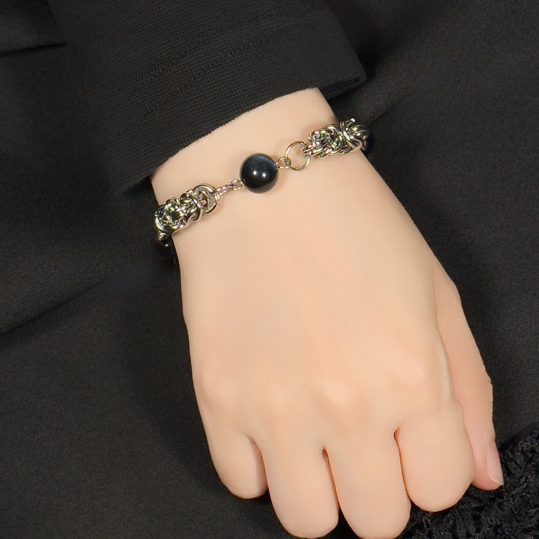 Bracken Blue Tiger Eye Hybrid Chain Bracelet