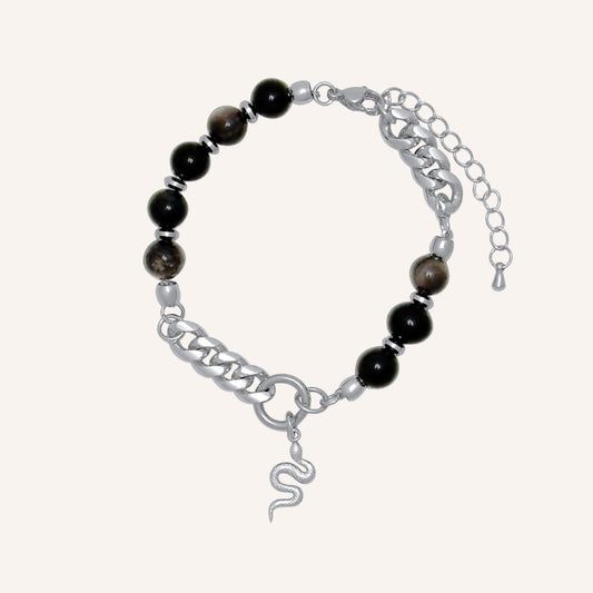 Bryce Black Obsidian Hybrid Snake Bracelet