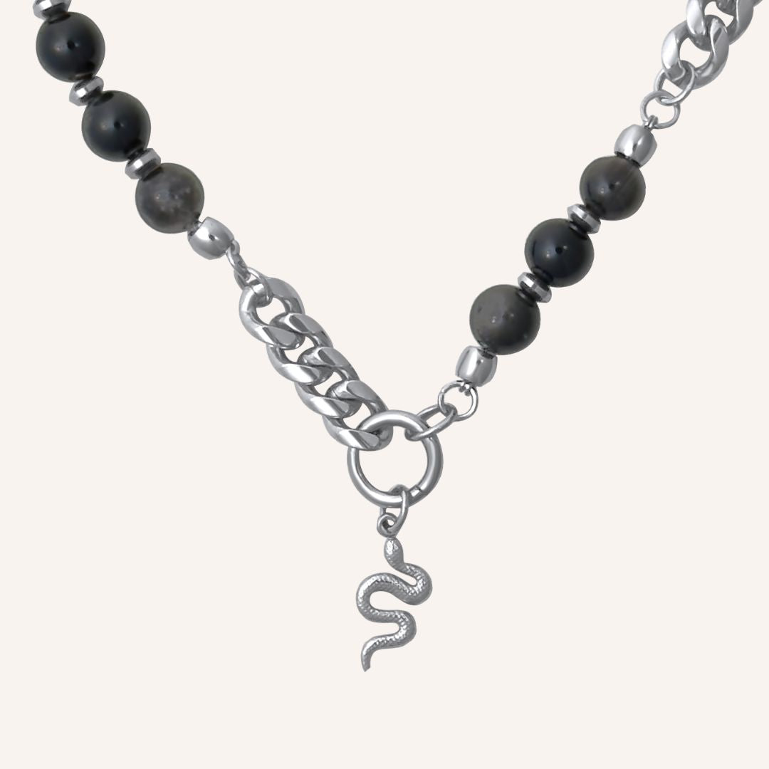Bryce Black Obsidian Hybrid Snake Bracelet - BLFX