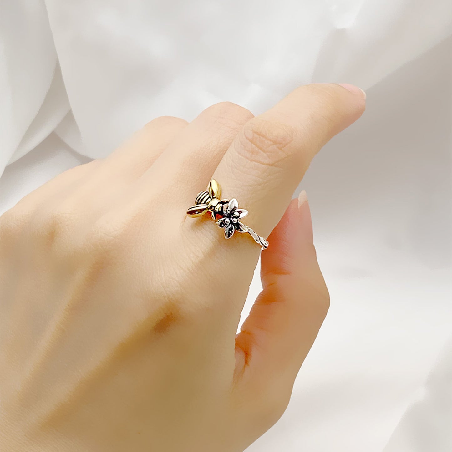 Bumble Bee  Duo Tone Adjustable Ring