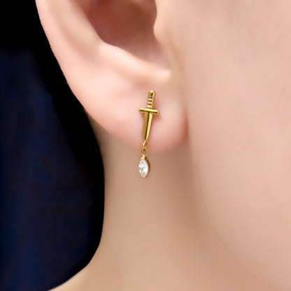 Callan Sword Dangling Flat Back - Gold Single