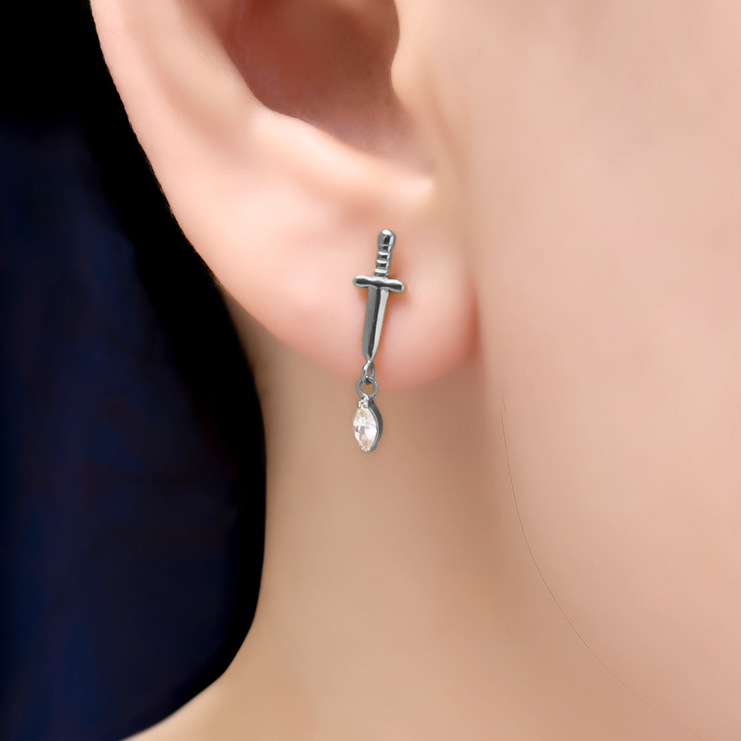 Callan Sword Dangling Flat Back - Silver Single