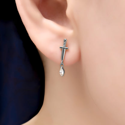 Callan Sword Dangling Flat Back - Silver Single