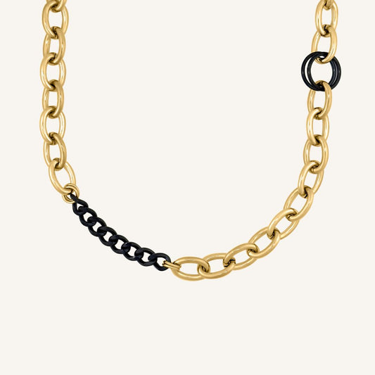 Cami Duo Tone Chain Necklace - Gold Black