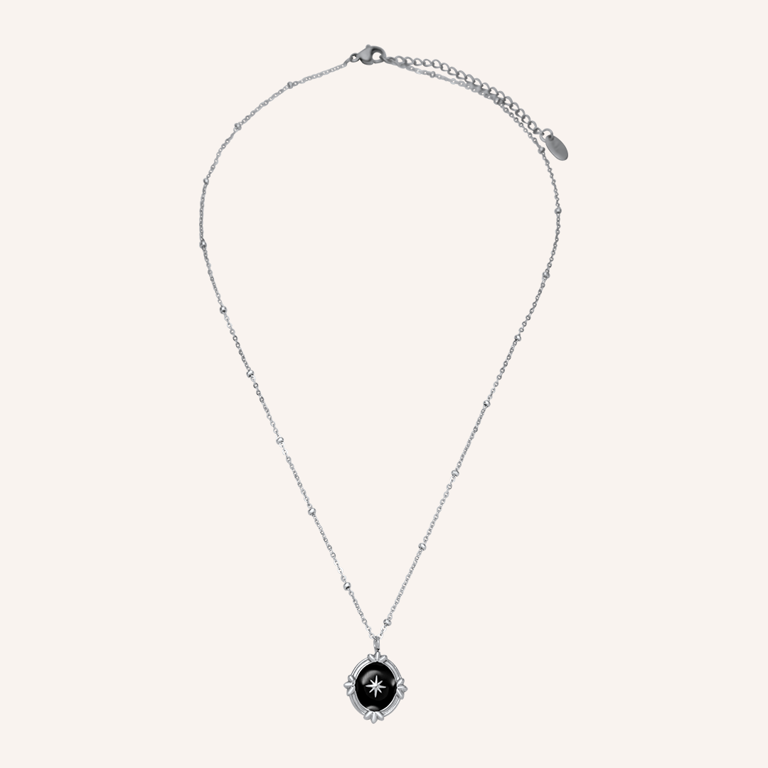 Canis Black Star Necklace  - Silver