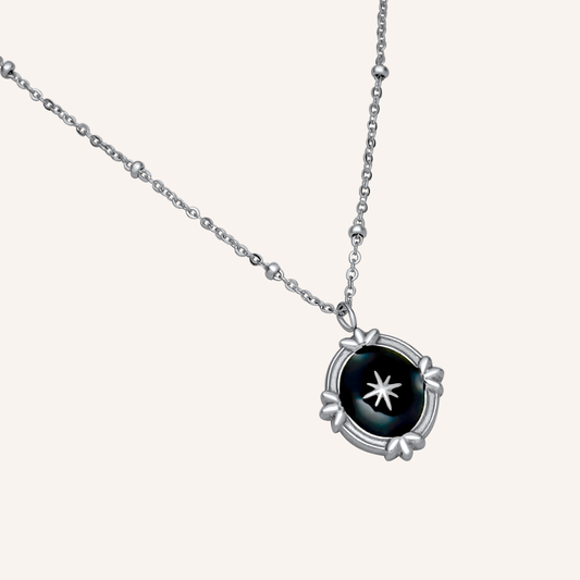 Canis Black Star Necklace  - Silver