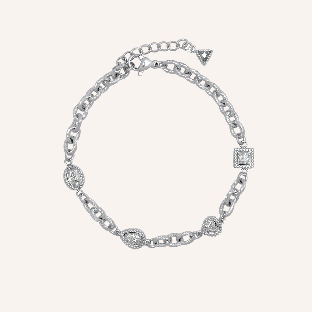 Carolyne Love Geo Charm Chain Bracelet - Silver - BLFX