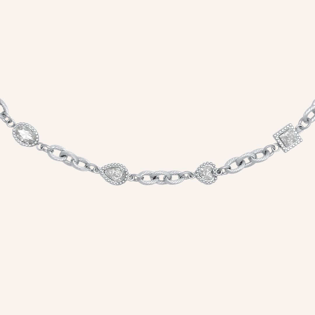 Carolyne Love Geo Charm Chain Bracelet - Silver - BLFX