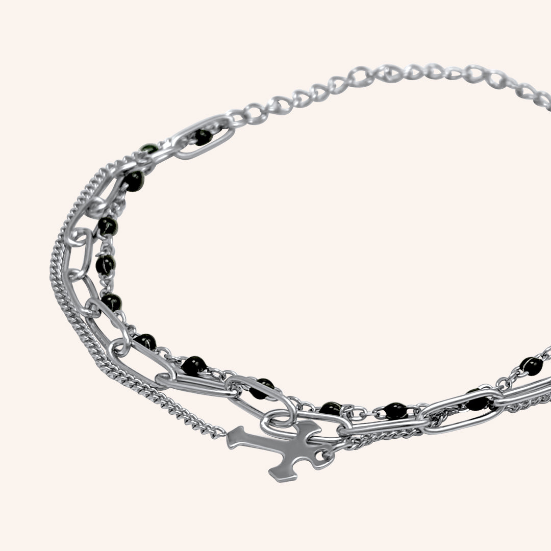 Carson Cross Layered Bracelet - Silver