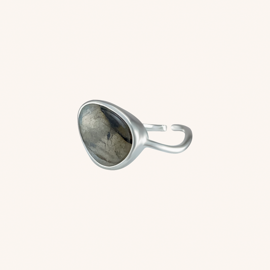 Cascade Labradorite Stone Adjustable Ring - Silver