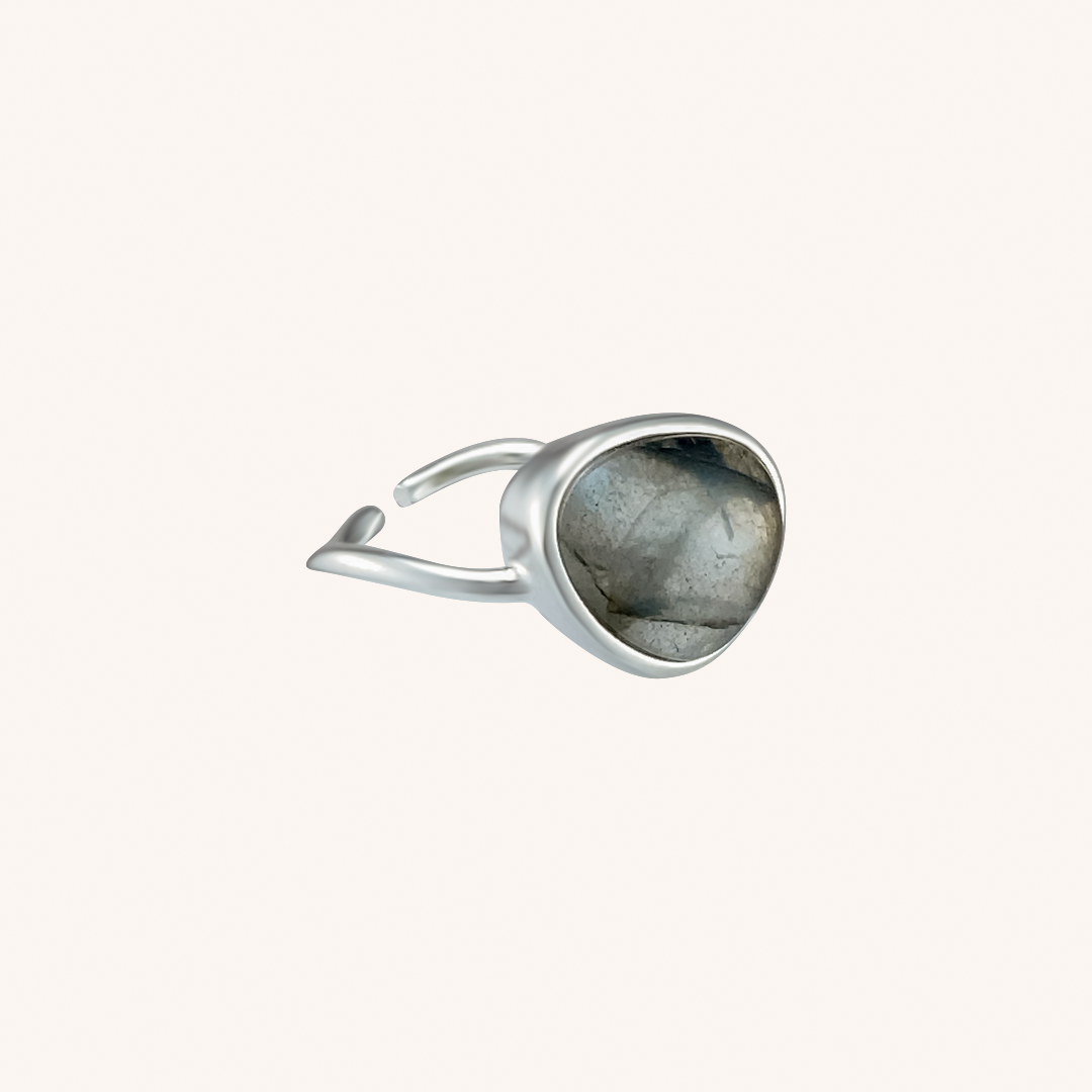 Cascade Labradorite Stone Adjustable Ring - Silver