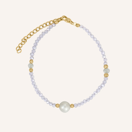 Cassian Lilac Bead and Pearl Bracelet