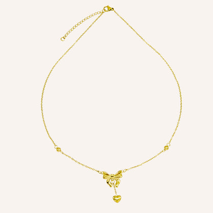 Cassidy Ribbon Bow Necklace - Gold