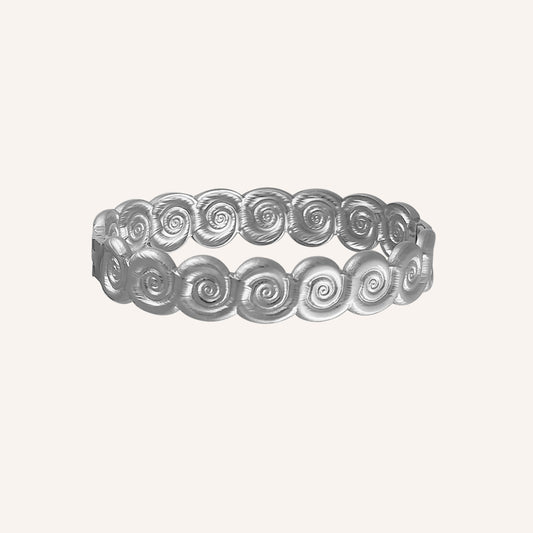Cecily Spiral Snail Bangle - Silver