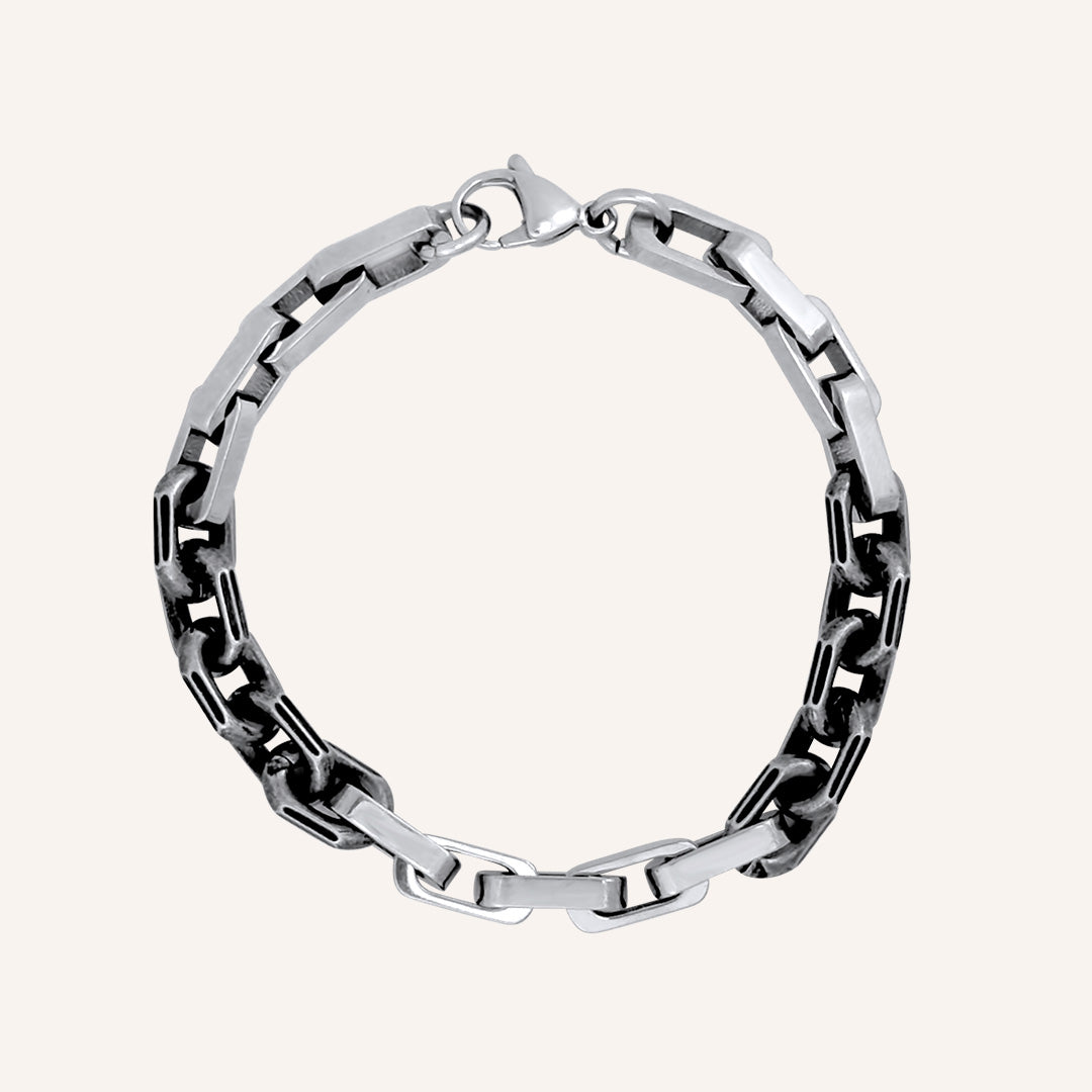 Charlton Hybrid Box Chain Bracelet - Smoke Silver