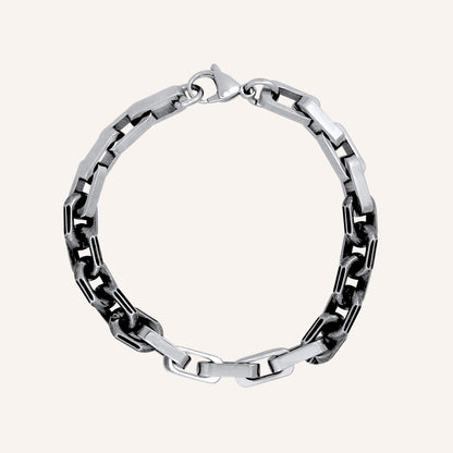Charlton Hybrid Box Chain Bracelet - Smoke Silver