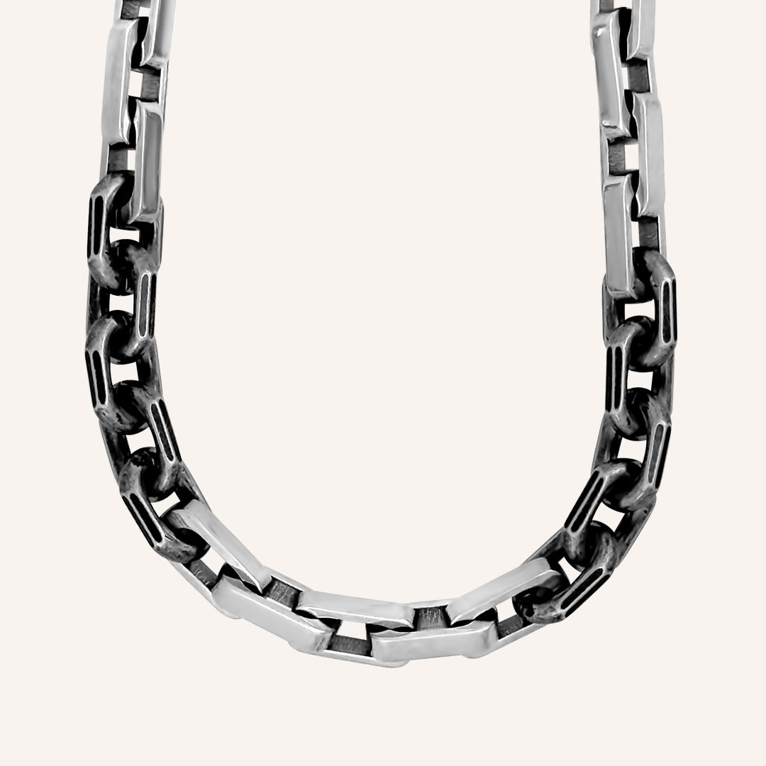 Charlton Hybrid Box Chain Bracelet - Smoke Silver