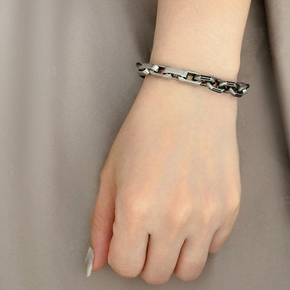 Charlton Hybrid Box Chain Bracelet - Smoke Silver