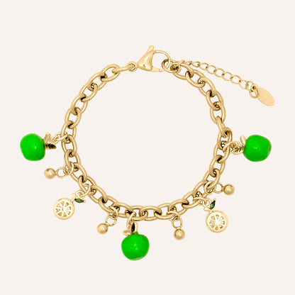 Chrisy Fruity Chain Bracelet - Green Apple