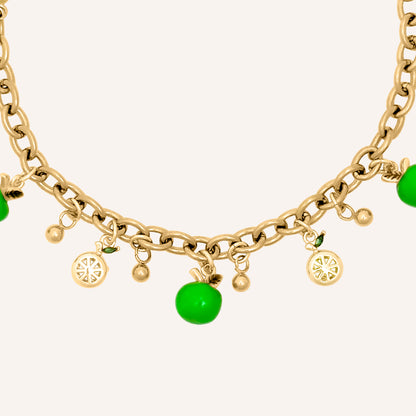 Chrisy Fruity Chain Bracelet - Green Apple