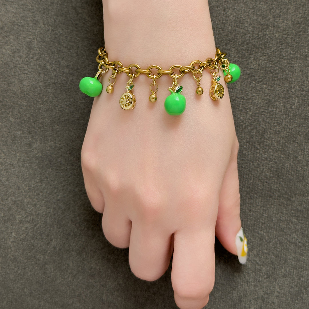 Chrisy Fruity Chain Bracelet - Green Apple