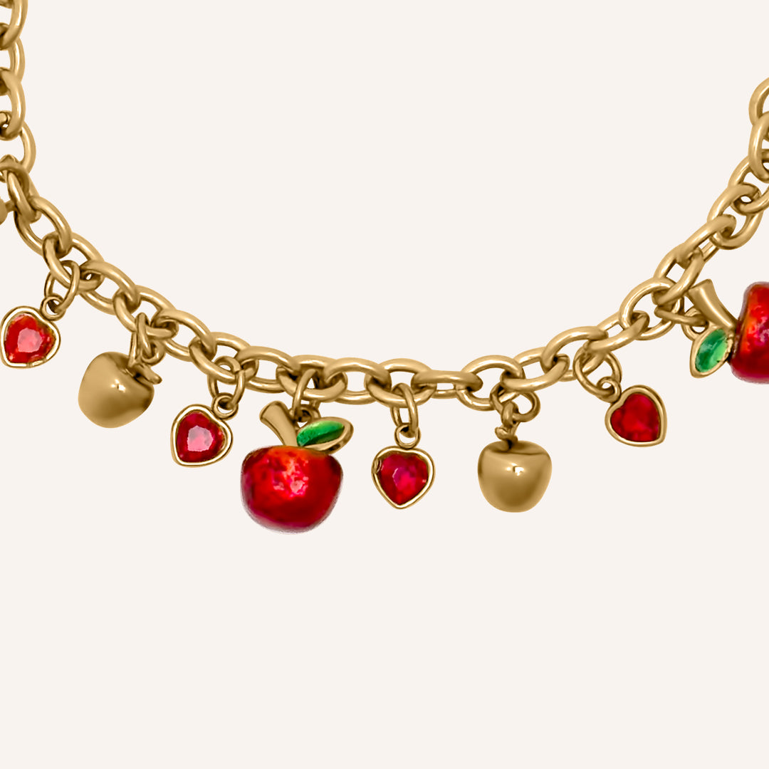 Chrisy Fruity Chain Bracelet - Red Apple