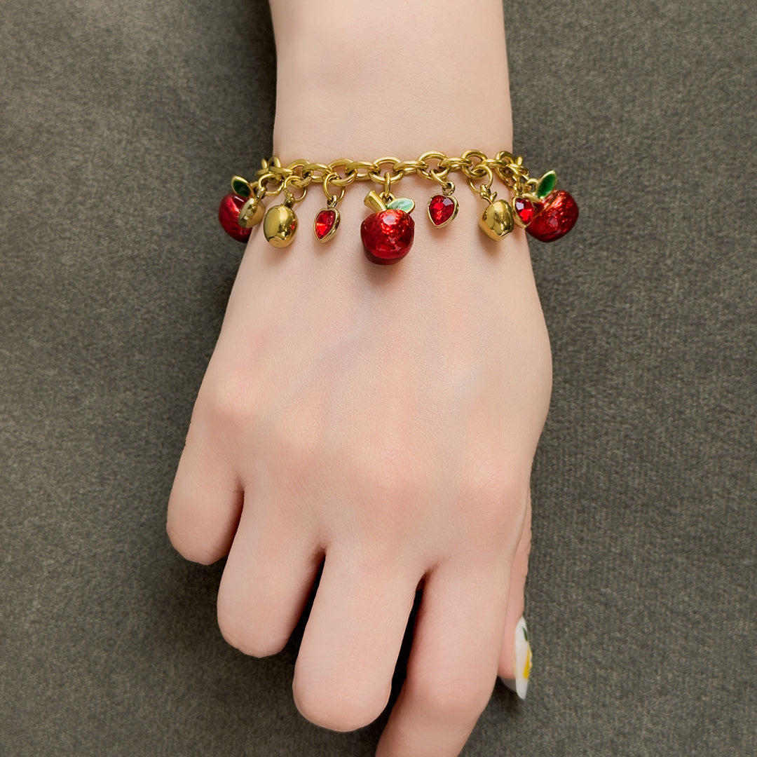 Chrisy Fruity Chain Bracelet - Red Apple