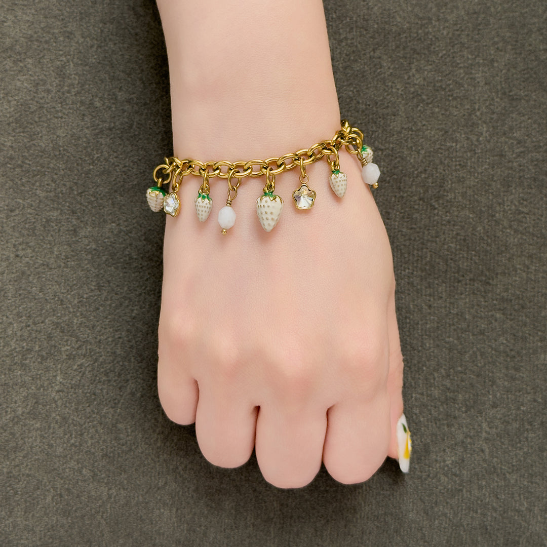 Chrisy Fruity Chain Bracelet - White Strawberry