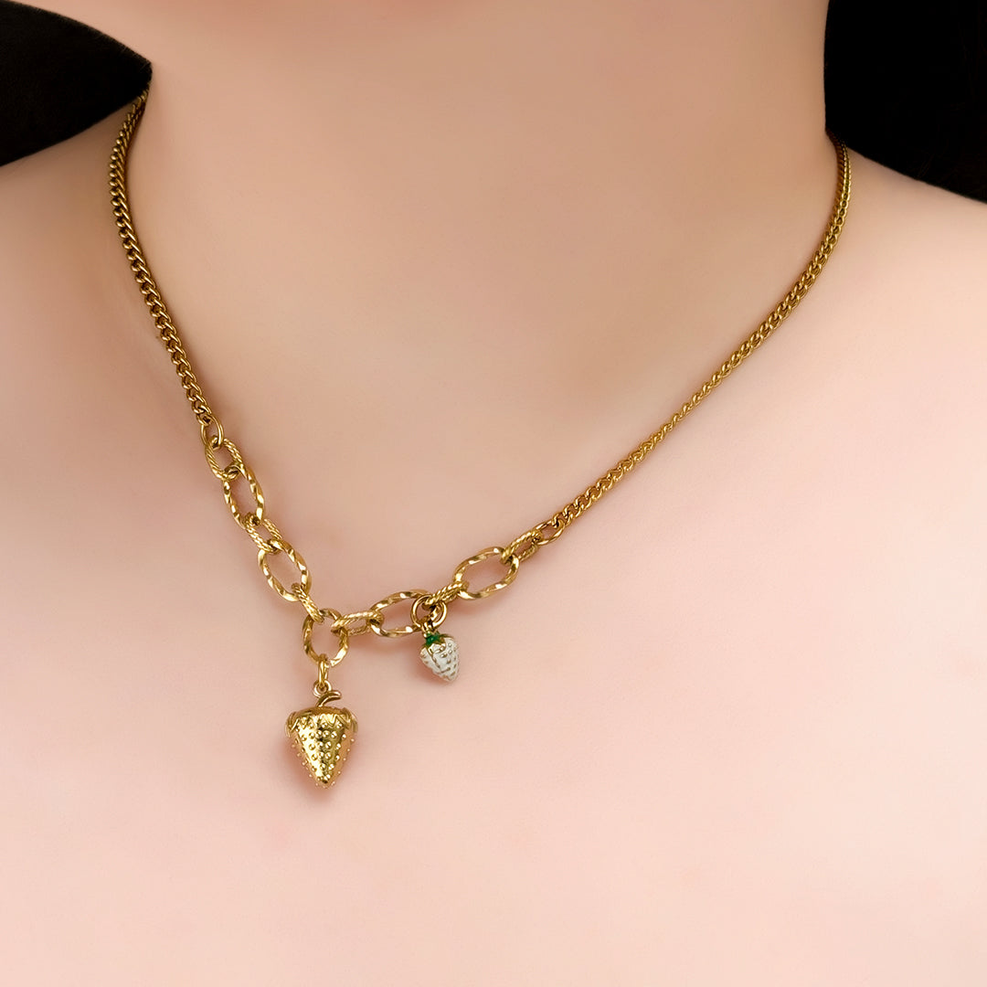 Chrisy Fruity Chain Necklace - White Strawberry