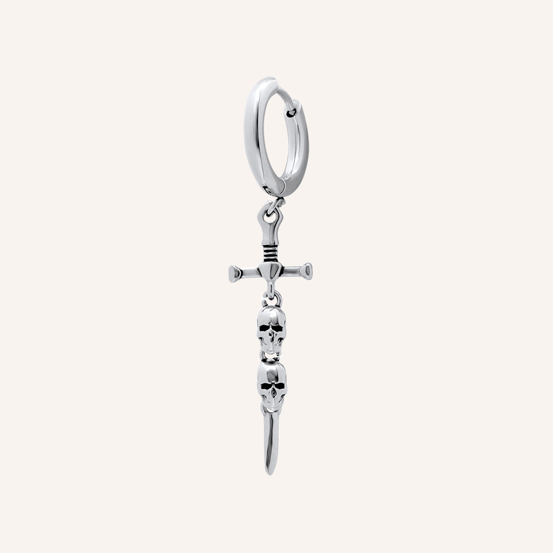 Clark Skull Sword Hoop Earring - Single