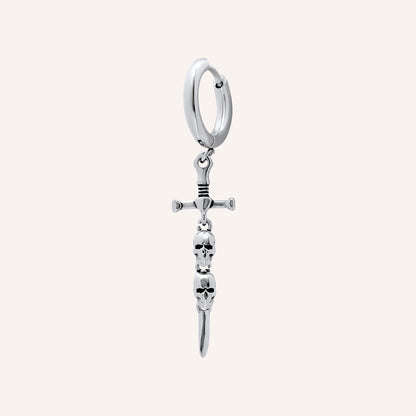 Clark Skull Sword Hoop Earring - Single