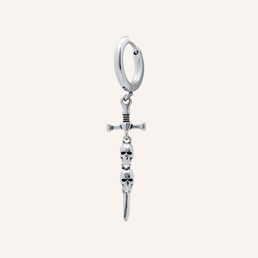 Clark Skull Sword Hoop Earring - Single