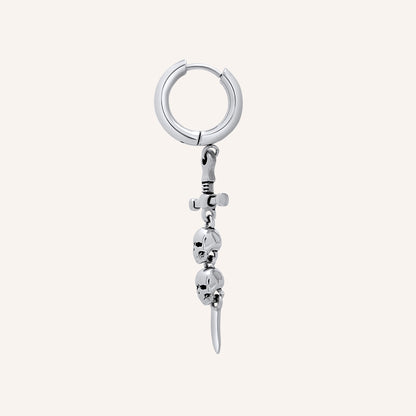 Clark Skull Sword Hoop Earring - Single