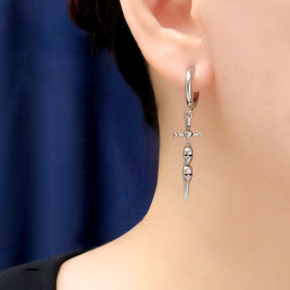 Clark Skull Sword Hoop Earring - Single