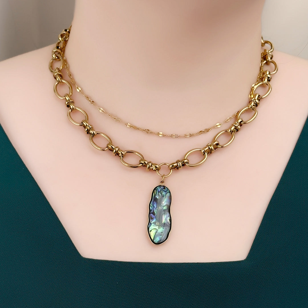 Clementine Abalone Shell Layered Necklace - Gold