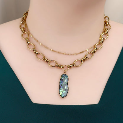 Clementine Abalone Shell Layered Necklace - Gold