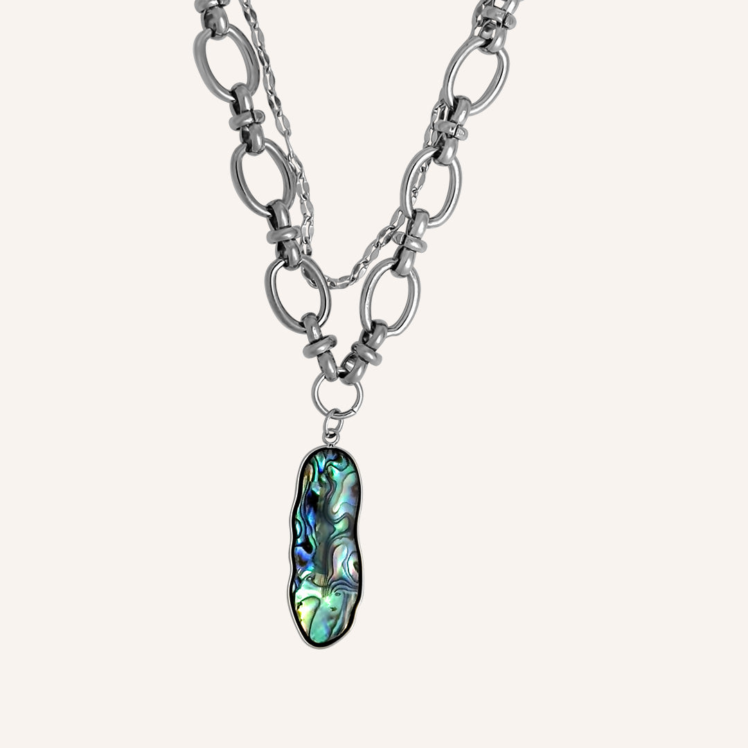 Clementine Abalone Shell Layered Necklace - Silver
