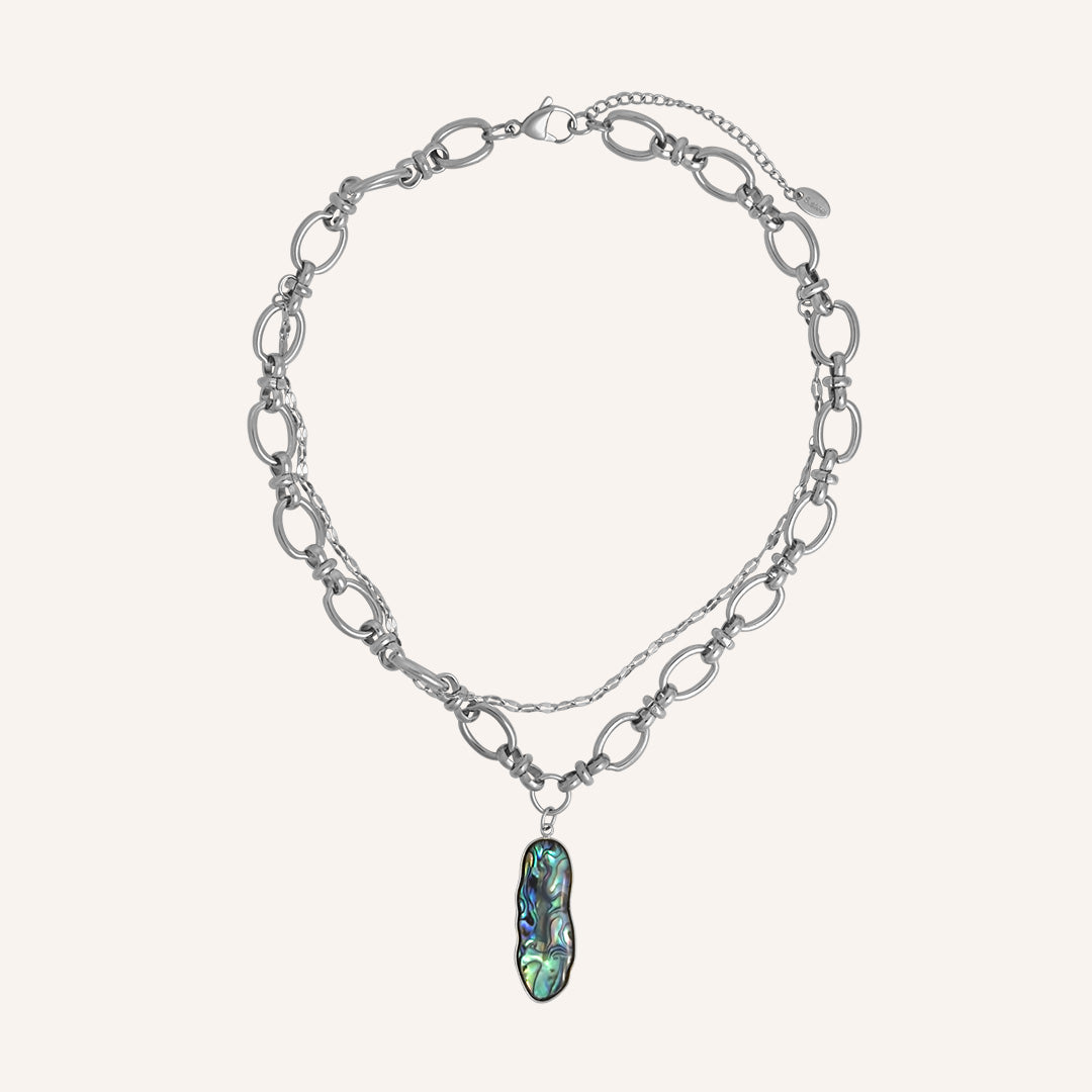Clementine Abalone Shell Layered Necklace - Silver
