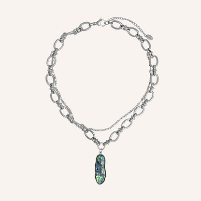 Clementine Abalone Shell Layered Necklace - Silver