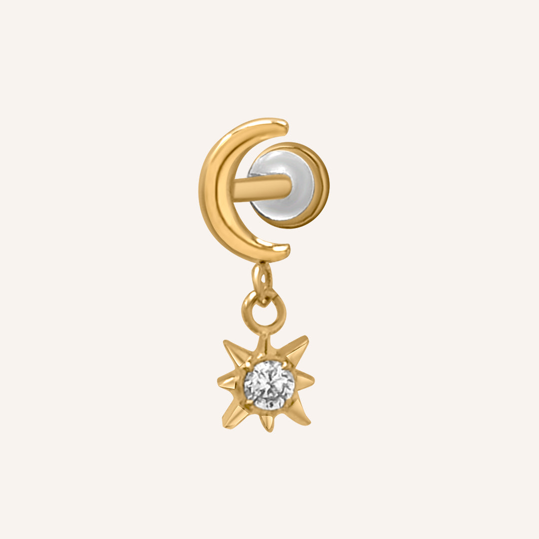 Corrin Moon Star Flat Back - Gold Single