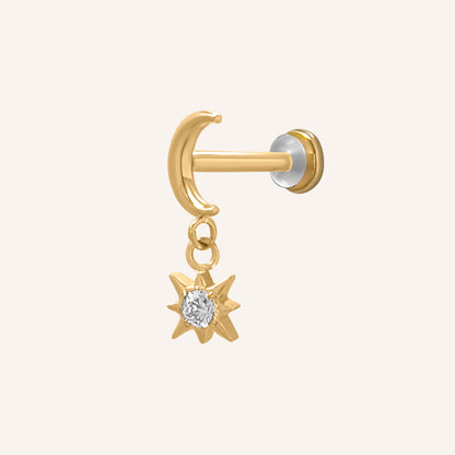 Corrin Moon Star Flat Back - Gold Single