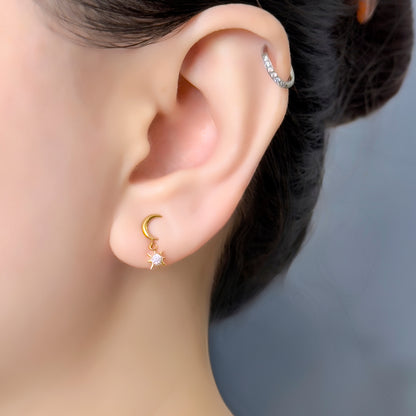 Corrin Moon Star Flat Back - Gold Single