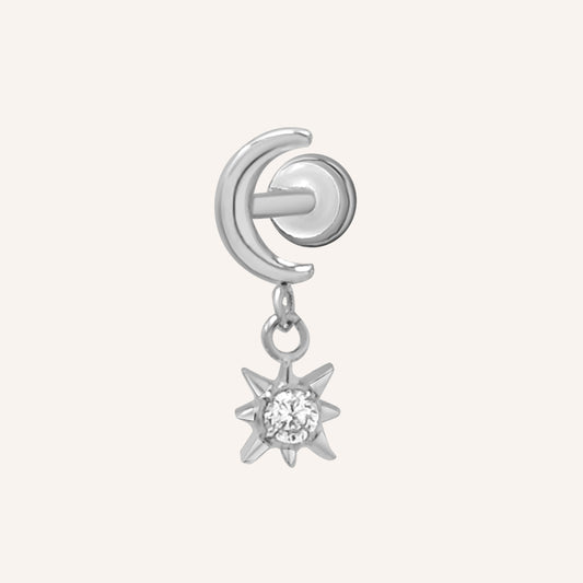 Corrin Moon Star Flat Back - Silver Single